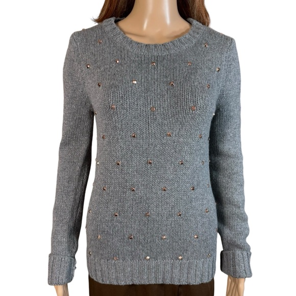 Fossil Wool Cashmere Blend Grey Beaded Sweater Size S - Picture 2 of 9